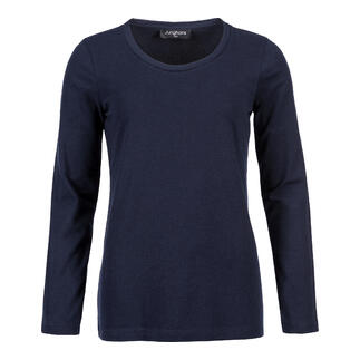 Damen Kaschmir-Longsleeve in Navy mit Rundhalsausschnitt
