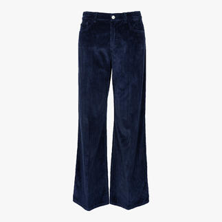 Navy Wide-leg-Cordhose auf weißem Hintergrund