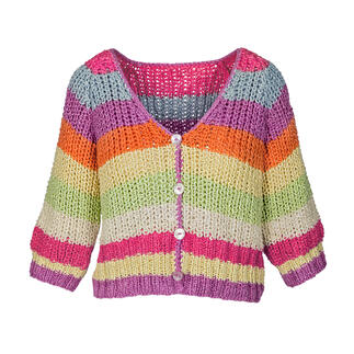 Bunter Seiden-Grobstrick-Cardigan mit Knöpfen