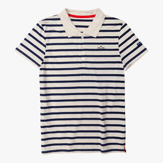 Gestreiftes Saint James Bretagne-Poloshirt mit Kragen, in navy-blau und weiß.