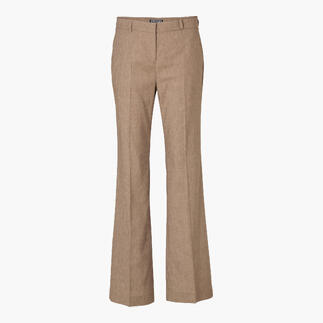 Vorderansicht einer eleganten beige Business-Leinenhose mit schmalem Schnitt