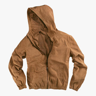 Brauner Veloursleder-Hoodie mit perforiertem Muster