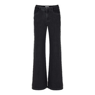 Schwarze Wide-leg-Nietenjeans von Bella Dahl, Vorderansicht