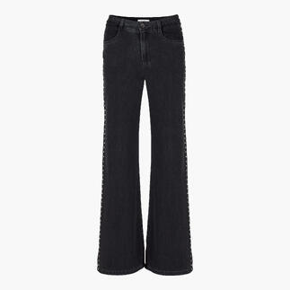 Schwarze Wide-leg-Nietenjeans von Bella Dahl, Vorderansicht