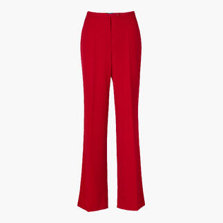 Rote Kofferhose mit geradem Schnitt und hohem Bund.