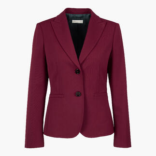 Waschbarer Bordeaux-Blazer mit zwei Knöpfen im Vordergrund.