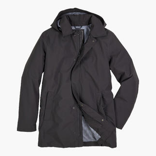 GEOX Business-Regenjacke in Anthrazit, vollständig geöffnet.