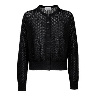 Schwarzer Ajour-Cardigan mit Knöpfen, Größe 36