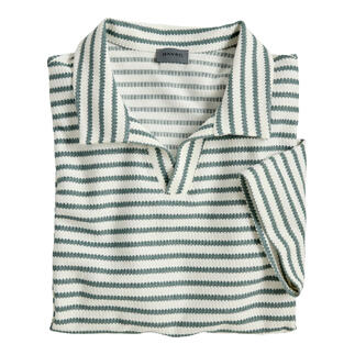 Hanro Jacquard-Poloshirt in grün-weißer Streifenoptik