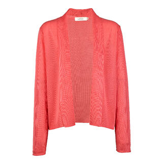 Rosa Tencel-Rippstrick-Cardigan mit offenem Schnitt und langen Ärmel