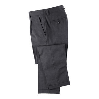 Graue Bundfalten-Hose für Herren, auf einem weißen Hintergrund.