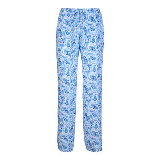 Leichte, blaue Urlaubshose mit Paisley-Muster.