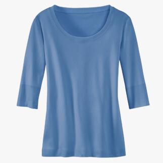 Blaues Wolff-Shirt, flach liegend.