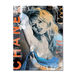 Devin Miles – Bardot Chanel – Brigitte Bardot Devin Miles: Der Shootingstar der deutschen „Modern Pop-Art“.  Unikatserie „Bardot Chanel – Brigitte Bardot“ aus Malerei, Siebdruck und Airbrush auf gebürstetem Aluminium. 100 % Handarbeit. Maße: 100 x 130 cm