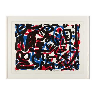 A. R. Penck – Weiterarbeit A. R. Penck in den wichtigsten Museen der Welt – und jetzt als limitierter Siebdruck bei Ihnen zu Hause. Die letzten 15 Exemplare der Edition „Weiterarbeit“ exklusiv bei Pro-Idee. Maße: 112 x 80,5 cm