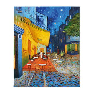 Zhao Xiaoyong malt Vincent van Gogh – Caféterrasse am Abend Vincent van Goghs: „Caféterrasse am Abend“. Die perfekte Kunstkopie – 100 % von Hand in Öl gemalt. Maße: 65 x 81 cm