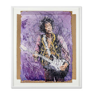 Oliver Jordan – Jimi Hendrix Oliver Jordans zweite Jimi-Hendrix-Auflage (die erste war nach kurzer Zeit ausverkauft). Exklusive Pro-Idee-Edition auf Kartonage. 20 Exemplare. Maße: gerahmt 92 x 108 cm
