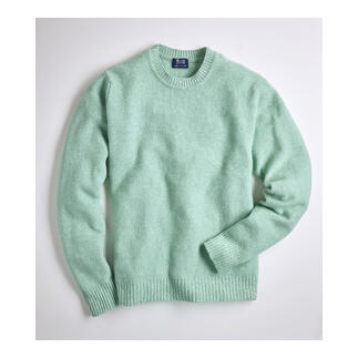Mintgrüner E-Reiskorn-Pullover mit Rundhalsausschnitt