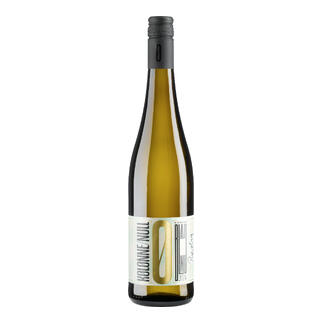 Weißweinflasche Kolonne 0 Riesling BIO mit modernem Etikett.