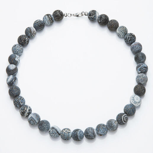 Achat-Collier mit eingelegten Musterkugeln