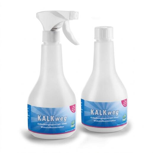 Zwei Flaschen Kalkentferner, je 500 ml, mit Sprühaufsatz.