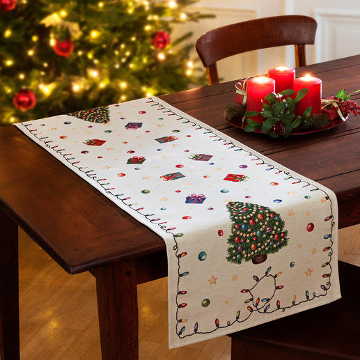Erhältlich auch als weihnachtlicher Tischläufer. Erhältlich auch als weihnachtlicher Tischläufer.