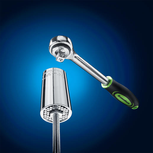 Geeignet für praktisch alle Formen von Haken, Muttern und Schrauben von 7 – 19 mm Ø. Geeignet für praktisch alle Formen von Haken, Muttern und Schrauben von 7 – 19 mm Ø.