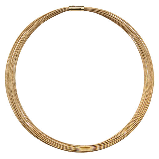 10-reihiges Gold-Armband oder 20-reihiges Gold-Collier Prunkvolles Schmuckstück von bleibendem Wert: Das Collier aus über 40 Gramm kostbarem 750er Gold.