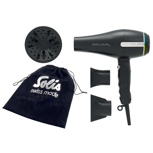 Im Lieferumfang enthalten: Solis Professional Haartrockner, Diffusor, 2 Düsen (6 bzw. 7,5 cm), Aufbewahrungstasche. Im Lieferumfang enthalten: Solis Professional Haartrockner, Diffusor, 2 Düsen (6 bzw. 7,5 cm), Aufbewahrungstasche.