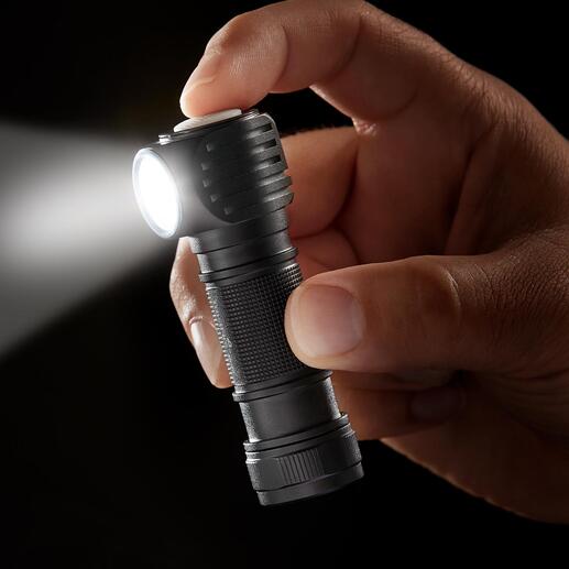 Den Mini-LED-Strahler können Sie einfach abnehmen und als ultrakompakte Taschenlampe nutzen.