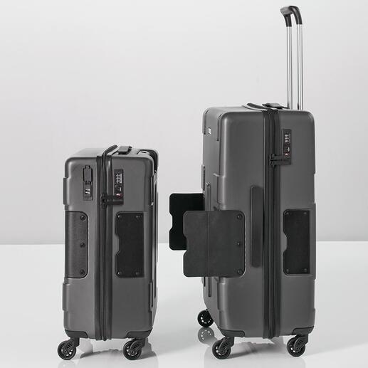 Per patentiertem Koffer-Konnekt-System verbinden Sie einfach die Trolleys zu einer stabilen Einheit.