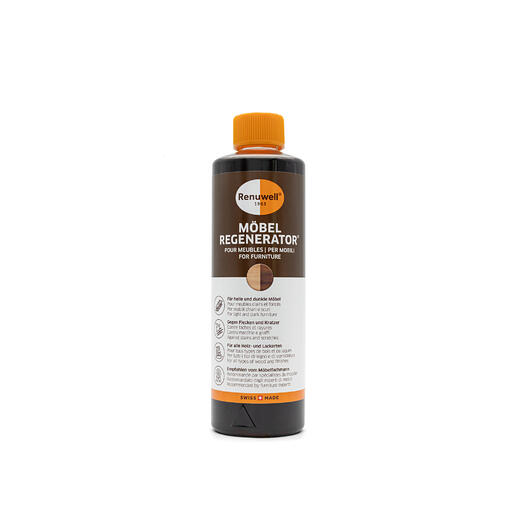 Flasche Renuwell Möbel-Regenerator 500 ml auf weißem Hintergrund.