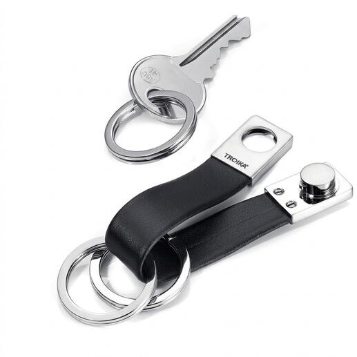 Schlüssel und Schlüsselhalter Twister in Schwarz und Silber.
