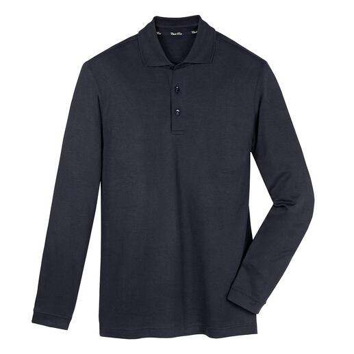 Das Langarm-Poloshirt aus handgepflückter, peruanischer Pima-Cotton. Luxus zum kleinen Preis.