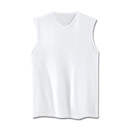 Das ärmellose Shirt, das auch unter edlen Oberhemden stets korrekt wirkt. Sportlich-frisch mit Rundhals oder versteckt mit V-Ausschnitt - Sie haben die Wahl.