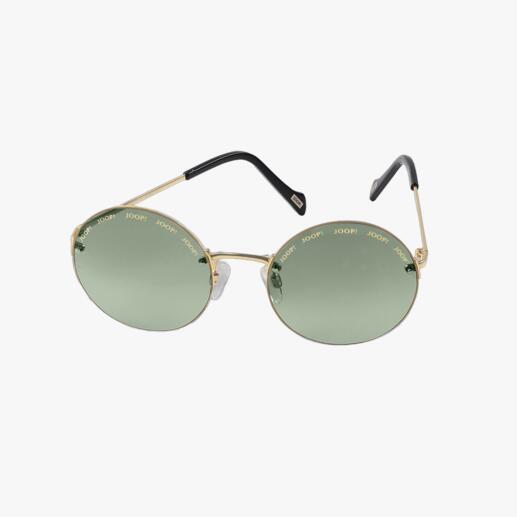 Randlose Sonnenbrille von JOOP! mit grünen Gläsern und goldfarbener Fassung.