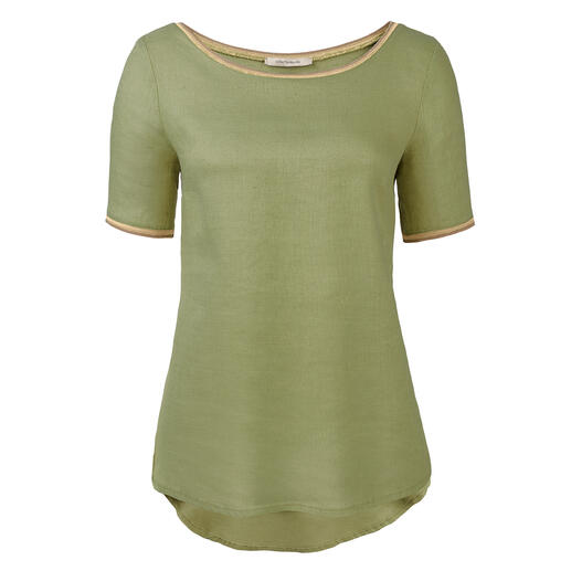 Das Basic-Shirt aus reinem Leinen. Von La Fée Maraboutée. Luftig-leicht wie eine Tunika. Feminin-elegant wie eine Bluse. Unkompliziert wie ein T-Shirt.