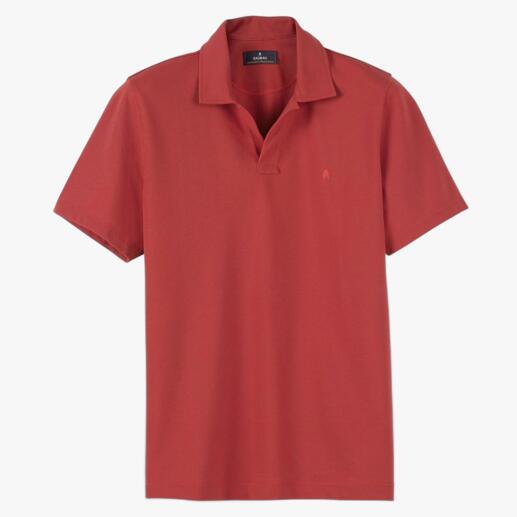 Ragman Pima-Pikee-Polo in Rot, Herren, liegend auf weißem Hintergrund.