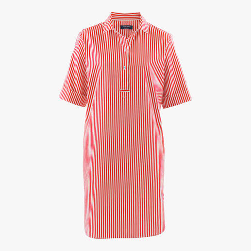 Das Sommer-Essential Streifen-Hemdblusen-Kleid vom Spezialisten Saint-James, Frankreich. Lässig-gerader Schnitt. Stilvolle Polo-Leiste. Reine Baumwolle. 