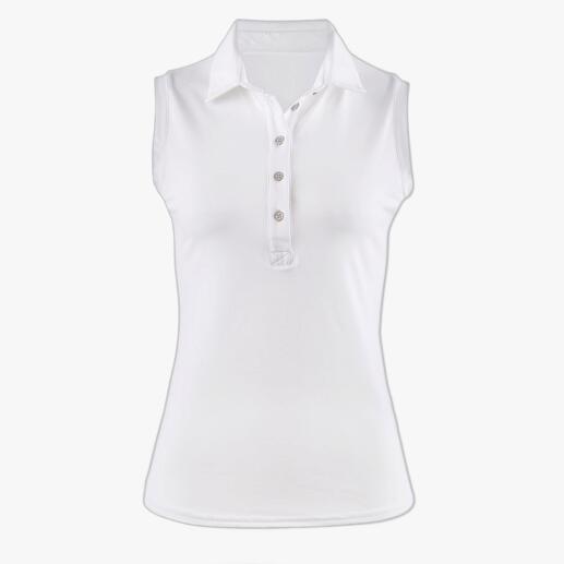 Ärmelloses weißes Poloshirt der CARUBINA Collection in Größe 34.