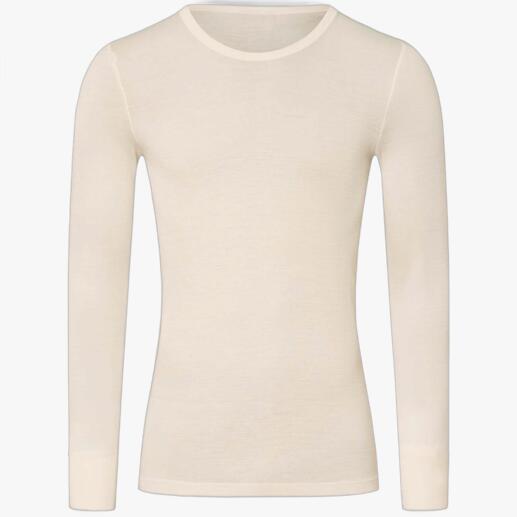 Wollseide Langarm-Shirt in hellem Beige