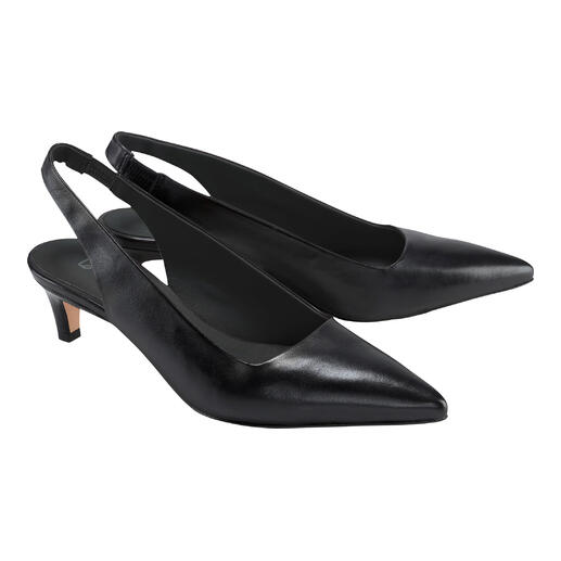 Schwarze Sling-Pumps von Lorena Paggi, Vorderansicht