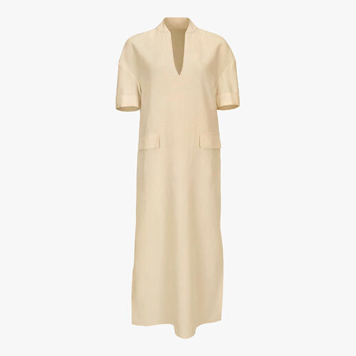 Das Sommerkleid aus feinstem Tencel™-Modal mit einem Hauch Leinen. Minimalistisch edel und herrlich bequem. Von Skills & Genes, Italien. 