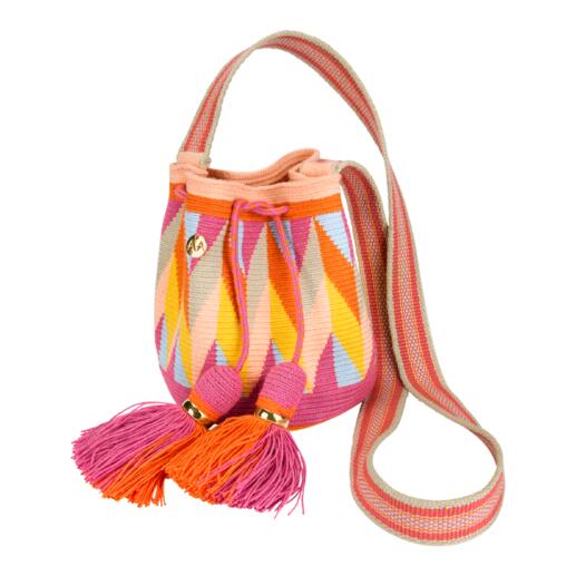 AALUNA Bucket Bag mit langen Trageriemen.