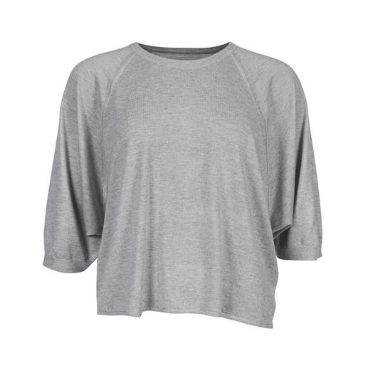 Grauer Seiden-Kaschmir-Sweater mit weitem Schnitt