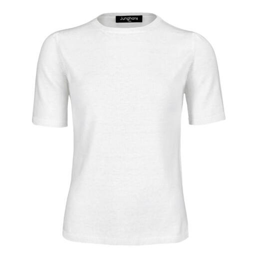 Junghans 1954 Milk-Cotton-Shirt, schlichtes weißes T-Shirt mit Rundhalsausschnitt.