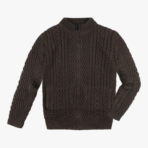 Der modische Aran-Cardigan, der wirklich noch made in Ireland ist.  Ein seltenes Original. Von Strick-Spezialist IrelandsEye aus Dublin. 