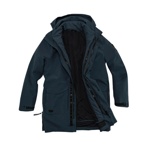 3-in-1-Allwetter-Parka in geöffnetem Zustand