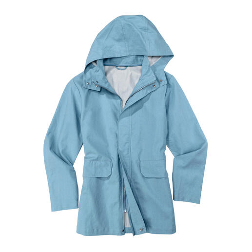 Helle, wetterfeste Leinenjacke mit Kapuze