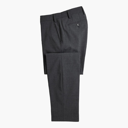 Graue Waschbare Wollhose in voller Länge, gefaltet.